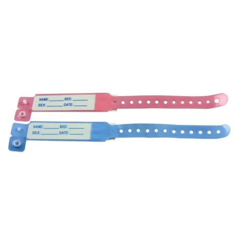 Bratari de identificare pentru copii PRIMA, roz/albastre, din plastic, 17.5 cm, 100 bucati