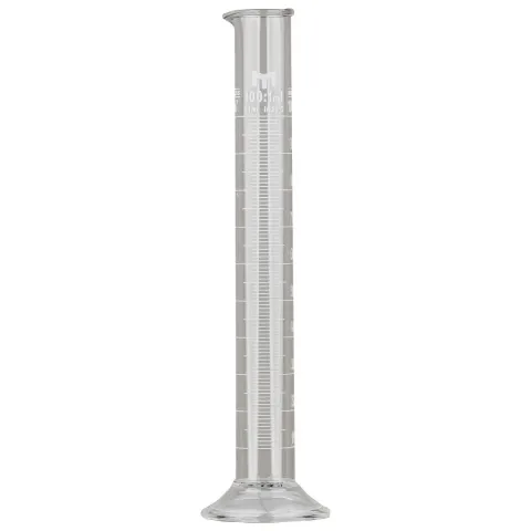 Cilindru gradat Clasa A, 100 ml, din sticla borosilicata, cu cioc de turnare, transparent, pentru laborator