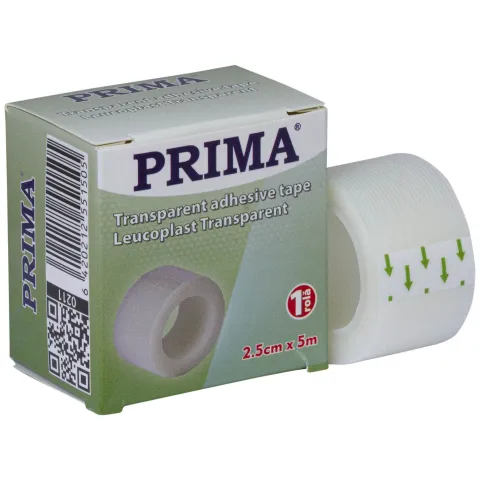 Leucoplast banda, transparent, polietilena, 2.5 cm x 5 m, pentru fixarea pansamentelor, medical, PRIMA