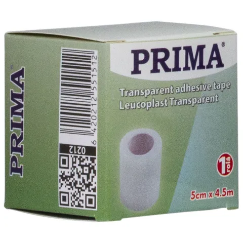 Leucoplast transparent, 5 cm x 4.5 m, hipoalergenic, medical, pentru fixarea pansamentelor, PRIMA