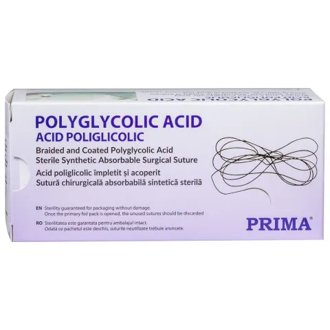 Sutura acid poliglicolic 75cm, resorbabila, ac cu varf taietor 3/8, 16mm, USP 4/0, 12 bucati