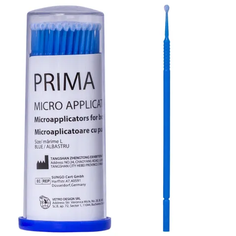 Microaplicatoare dentare cu puf PRIMA, pentru bonding si conditionare cavitati, diverse marimi, 100 bucati