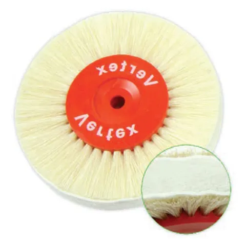 Perie alba cu mandrina, PRIMA, cu peri moi si insertie de piele, diametru 22 mm