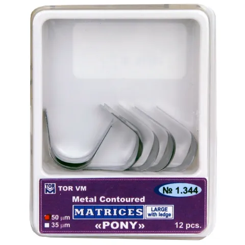 Matrici dentare metalice bombate Pony din inox, marime L sau S, 12 bucati - matrici dentare metalice pentru obturatii stomatologice