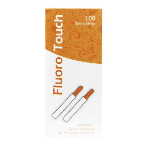 Test Fluoro-Touch cu fluoresceina pentru depistarea defectelor epiteliului corneean, steril, 100 buc