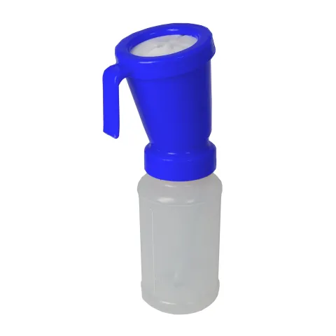 Pahar bicameral pentru dezinfectia mameloanelor, plastic, alb, 300 ml rezervor, 30 ml ajutaj