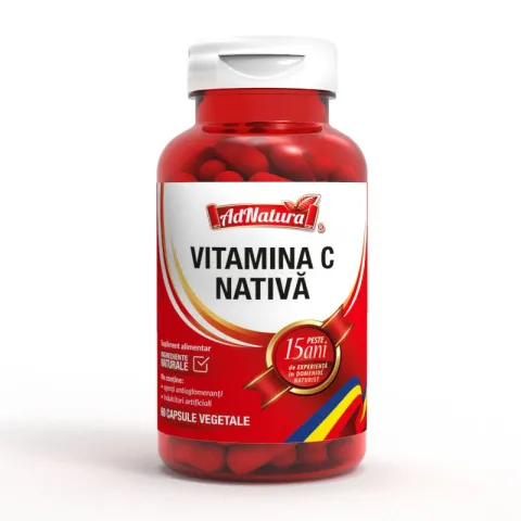 Vitamina C Nativa pentru sistemul imunitar in timpul exercitiilor fizice, Ad Natura, 60 capsule