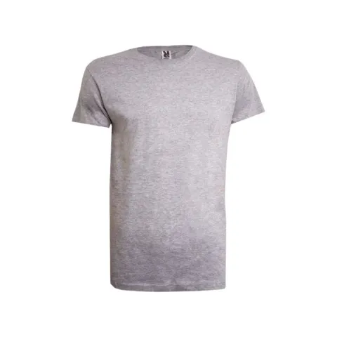 Tricou unisex 100% bumbac gri cu guler rotund clasic