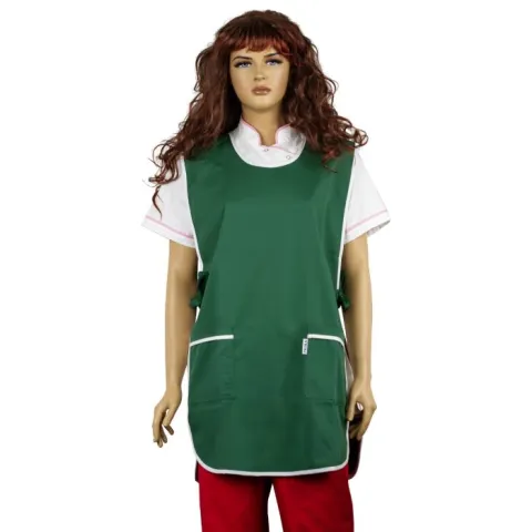 Poncho dama pentru industria alimentara Modern Premium, 2 buzunare, talie ajustabila, verde inchis, uniforma lucru horeca si curatenie