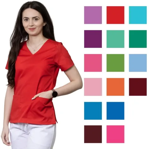 Bluza dama MIRA Premium rosie - Uniforma Medicala