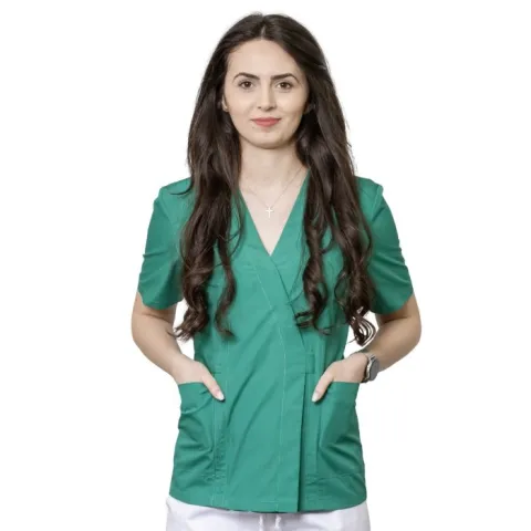 Bluza dama KIRA Clasic tip kimono verde inchis - Uniforma Medicala