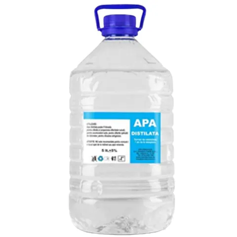 Apa distilata 5 litri 99.98% puritate, demineralizata pentru statii de calcat, radiatoare auto, instalatii racire si uz industrial