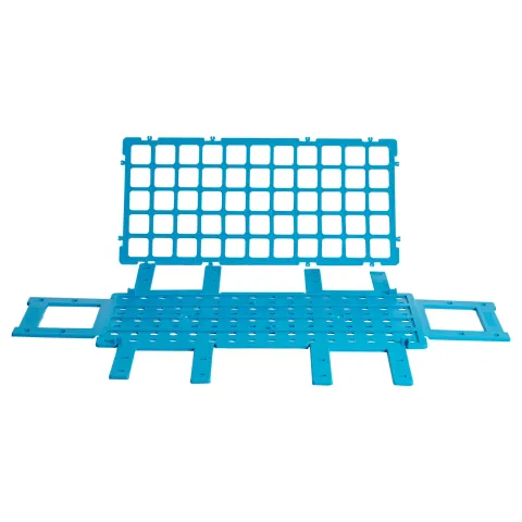 Suport din polipropilena pentru eprubete, albastru, 40 pozitii Ø 18-20 mm, 160×275×70 mm