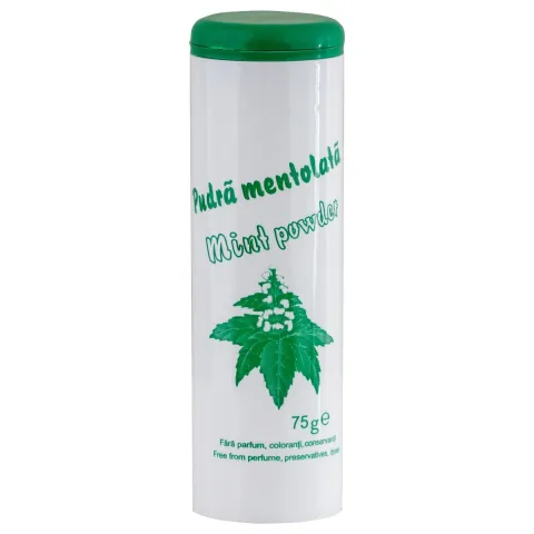 Pudra mentolata racoritoare 75g - pentru zone iritabile, cu efect calmant si antimicrobian, absorbtie rapida