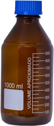 Sticla laborator bruna gradata 1000 ml cu dop filetat GL45, borosilicata 3.3, autoclavabila