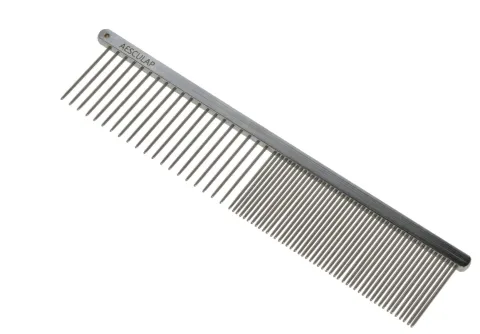 Pieptene metalic AESCULAP din otel inoxidabil pentru animale, 202x40 mm - caini si pisici